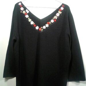 ETC ETC... Black Floral Sweater Top SZ:1X